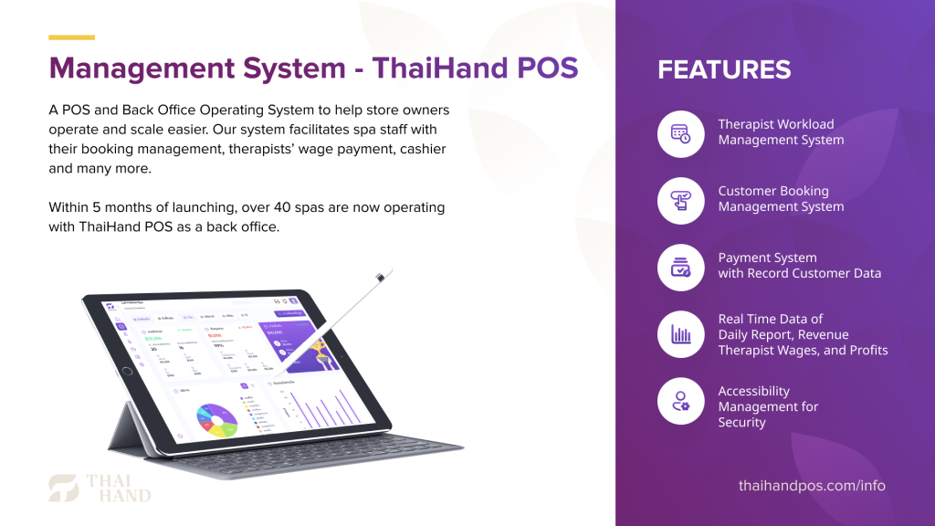 ThaiHand POS Back System for opening a massage store in Thailand